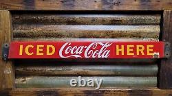 Vintage Coca Cola Porcelain Sign Old Door Push Bar Soda Beverage Drink Coke Pop