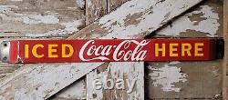 Vintage Coca Cola Porcelain Sign Old Door Push Bar Soda Beverage Drink Coke Pop