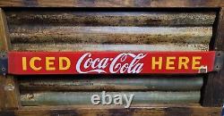 Vintage Coca Cola Porcelain Sign Old Door Push Bar Soda Beverage Drink Coke Pop