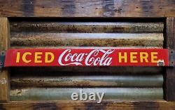 Vintage Coca Cola Porcelain Sign Old Door Push Bar Soda Beverage Drink Coke Pop