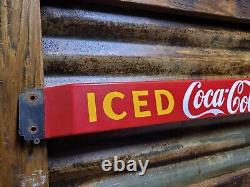 Vintage Coca Cola Porcelain Sign Old Door Push Bar Soda Beverage Drink Coke Pop