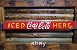 Vintage Coca Cola Porcelain Sign Old Door Push Bar Soda Beverage Drink Coke Pop