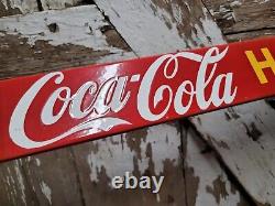 Vintage Coca Cola Porcelain Sign Old Door Push Bar Soda Beverage Drink Coke Pop