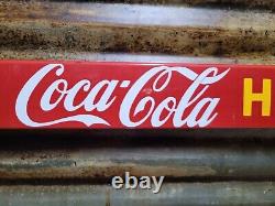 Vintage Coca Cola Porcelain Sign Old Door Push Bar Soda Beverage Drink Coke Pop