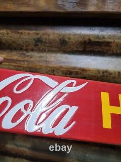 Vintage Coca Cola Porcelain Sign Old Door Push Bar Soda Beverage Drink Coke Pop