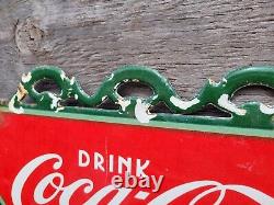 Vintage Coca Cola Porcelain Sign Old Drivein Fountain Service Soda Beverage Coke