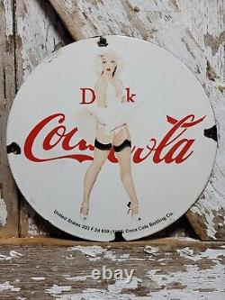 Vintage Coca Cola Porcelain Sign Old Soda Pop Advertising Coke Marilyn Monroe 12