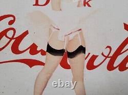 Vintage Coca Cola Porcelain Sign Old Soda Pop Advertising Coke Marilyn Monroe 12