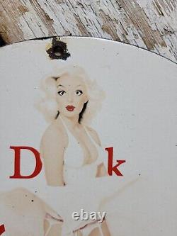 Vintage Coca Cola Porcelain Sign Old Soda Pop Advertising Coke Marilyn Monroe 12