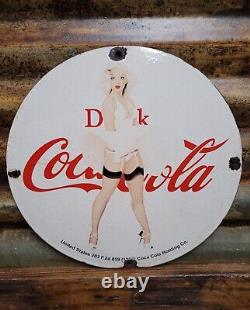 Vintage Coca Cola Porcelain Sign Old Soda Pop Advertising Coke Marilyn Monroe 12
