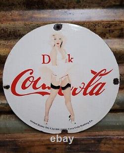 Vintage Coca Cola Porcelain Sign Old Soda Pop Advertising Coke Marilyn Monroe 12