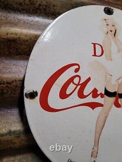 Vintage Coca Cola Porcelain Sign Old Soda Pop Advertising Coke Marilyn Monroe 12