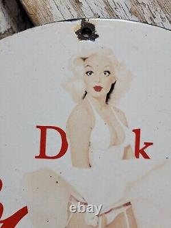 Vintage Coca Cola Porcelain Sign Old Soda Pop Advertising Coke Marilyn Monroe 12