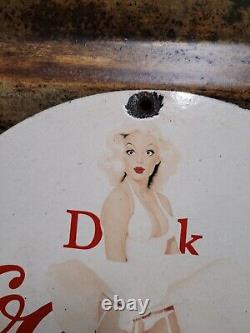 Vintage Coca Cola Porcelain Sign Old Soda Pop Advertising Coke Marilyn Monroe 12