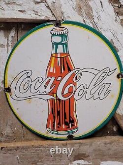 Vintage Coca Cola Porcelain Sign Old Soda Sign Coke Pop Beverage Bottle Drink