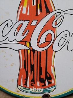 Vintage Coca Cola Porcelain Sign Old Soda Sign Coke Pop Beverage Bottle Drink