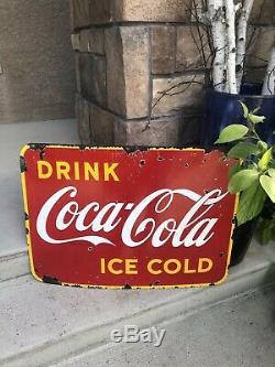 Vintage Coca-Cola Porcelain Sign Original Coke Sign