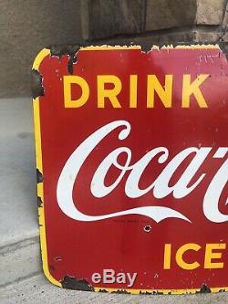 Vintage Coca-Cola Porcelain Sign Original Coke Sign