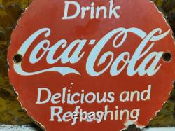 Vintage Coca Cola Porcelain Sign Pop Coke Beverage Drink Food Soda Store 6