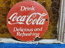 Vintage Coca Cola Porcelain Sign Pop Coke Beverage Drink Food Soda Store 6