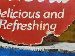 Vintage Coca Cola Porcelain Sign Pop Coke Beverage Drink Food Soda Store 6