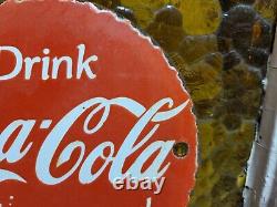 Vintage Coca Cola Porcelain Sign Pop Coke Beverage Drink Food Soda Store 6