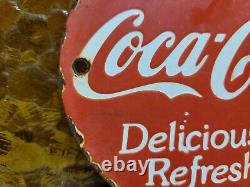 Vintage Coca Cola Porcelain Sign Pop Coke Beverage Drink Food Soda Store 6