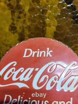 Vintage Coca Cola Porcelain Sign Pop Coke Beverage Drink Food Soda Store 6