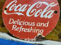 Vintage Coca Cola Porcelain Sign Pop Coke Beverage Drink Food Soda Store 6
