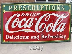 Vintage Coca Cola Porcelain Sign Prescriptions