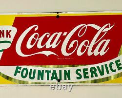 Vintage Coca Cola Porcelain Sign RARE Coke Advertising Fountain Service