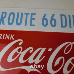 Vintage Coca Cola Porcelain Sign Route 66 Gas Pump Soda Diner Sign