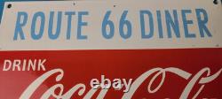 Vintage Coca Cola Porcelain Sign Route 66 Gas Pump Soda Diner Sign
