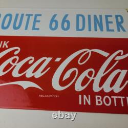 Vintage Coca Cola Porcelain Sign Route 66 Gas Pump Soda Diner Sign