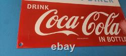 Vintage Coca Cola Porcelain Sign Route 66 Gas Pump Soda Diner Sign