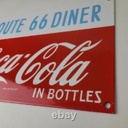 Vintage Coca Cola Porcelain Sign Route 66 Gas Pump Soda Diner Sign