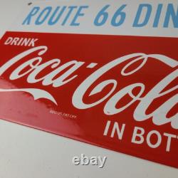 Vintage Coca Cola Porcelain Sign Route 66 Gas Pump Soda Diner Sign