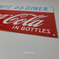 Vintage Coca Cola Porcelain Sign Route 66 Gas Pump Soda Diner Sign