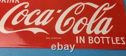 Vintage Coca Cola Porcelain Sign Route 66 Gas Pump Soda Diner Sign