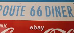 Vintage Coca Cola Porcelain Sign Route 66 Gas Pump Soda Diner Sign