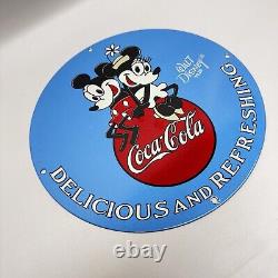 Vintage Coca Cola Porcelain Sign Service Station Pump Plate