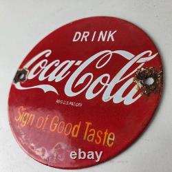 Vintage Coca Cola Porcelain Sign Shop Soda Advertising Gas Pump Service Sign Vintage Coca Cola Porcelain Sign Shop Soda Advertising Gas Pump Service Sign