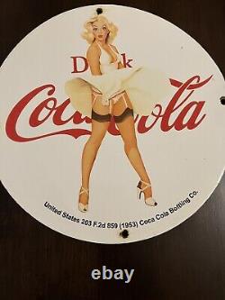 Vintage Coca Cola Porcelain Sign Soda Advertising Coke Marilyn Monroe Oil Gas