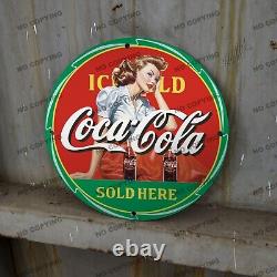 Vintage Coca Cola Porcelain Sign Soda Advertising Coke Marilyn -smonroe Oil Gaso
