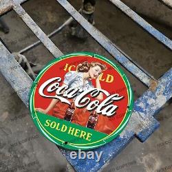 Vintage Coca Cola Porcelain Sign Soda Advertising Coke Marilyn -smonroe Oil Gaso