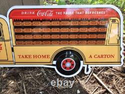 Vintage Coca Cola Porcelain Sign Soda Beverage Carton Coke Truck Delivery Diecut