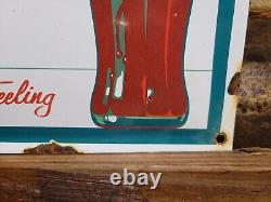 Vintage Coca Cola Porcelain Sign Soda Coke Pop 17 Convex Beverage Diner Drink