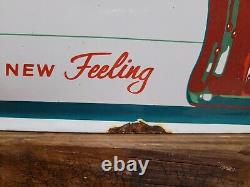 Vintage Coca Cola Porcelain Sign Soda Coke Pop 17 Convex Beverage Diner Drink
