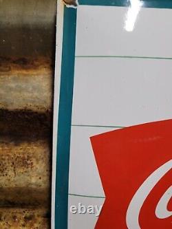Vintage Coca Cola Porcelain Sign Soda Coke Pop 17 Convex Beverage Diner Drink