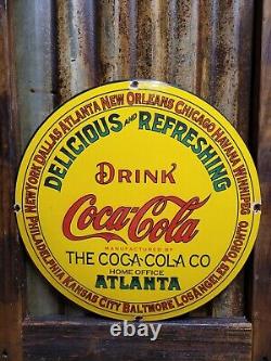 Vintage Coca Cola Porcelain Sign Soda Coke Pop Beverage Store Advertising 16